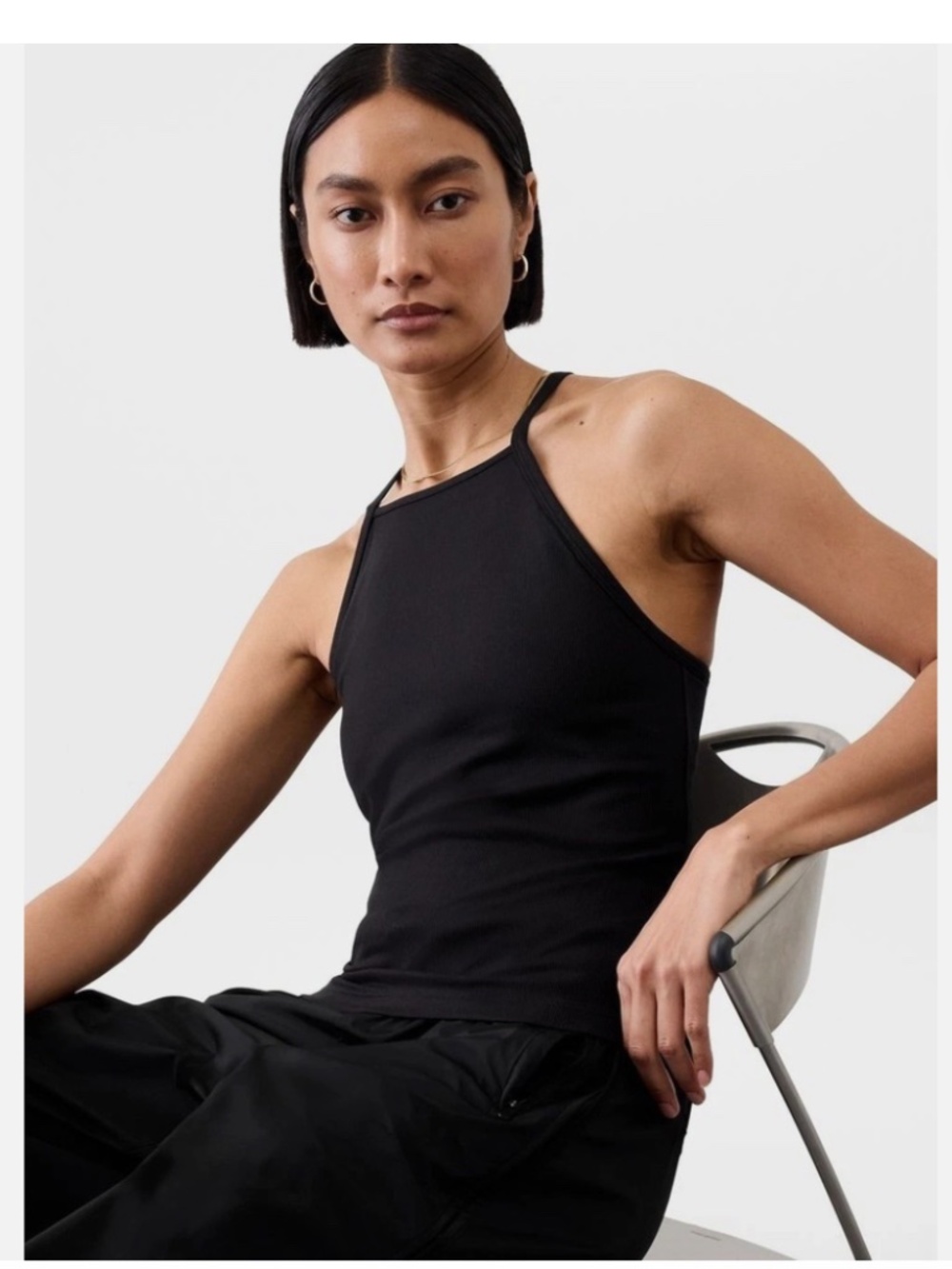 Athleta Signature Rib Built In Bra Tank Black Sz Small
